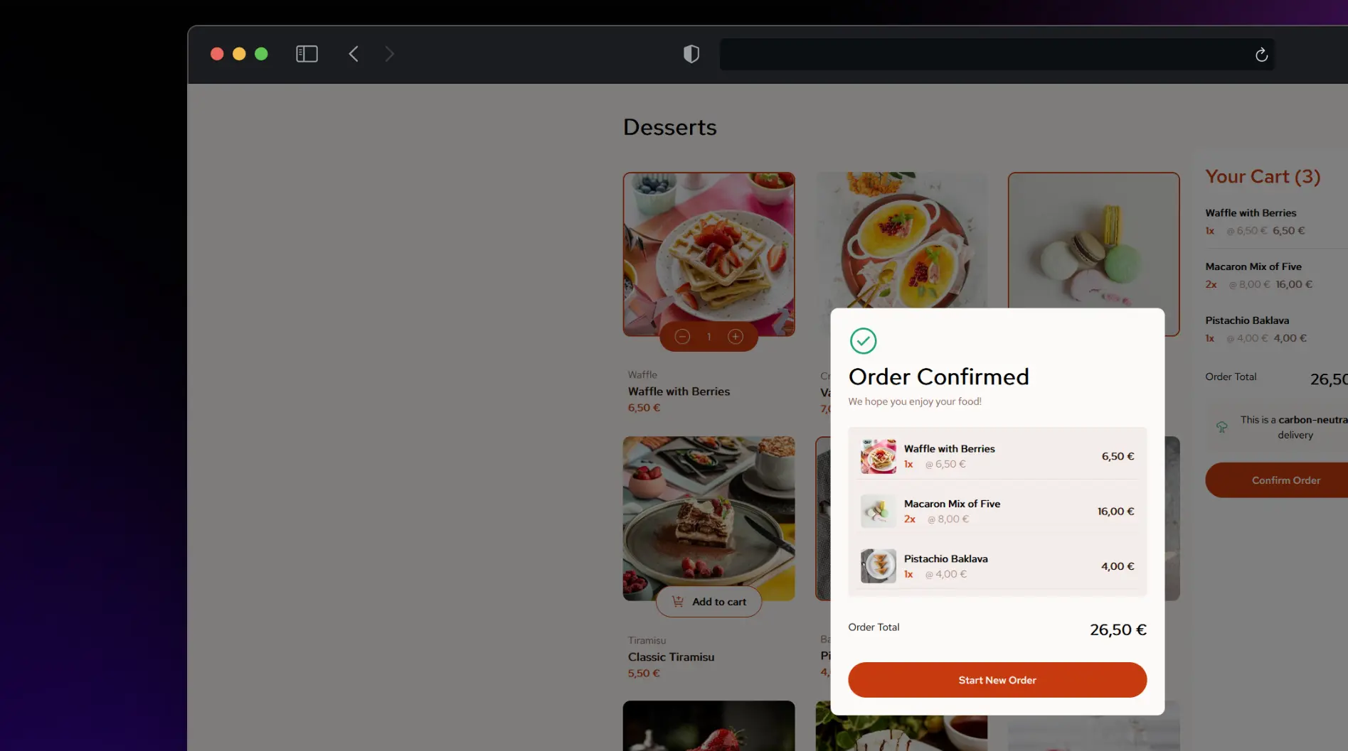 Imagen del proyecto Product List with Cart